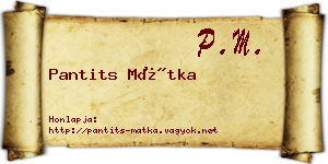 Pantits Mátka névjegykártya